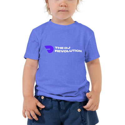 Toddler DJ T-shirt 'The DJ Revolution' design in heather columbia blue, front view
