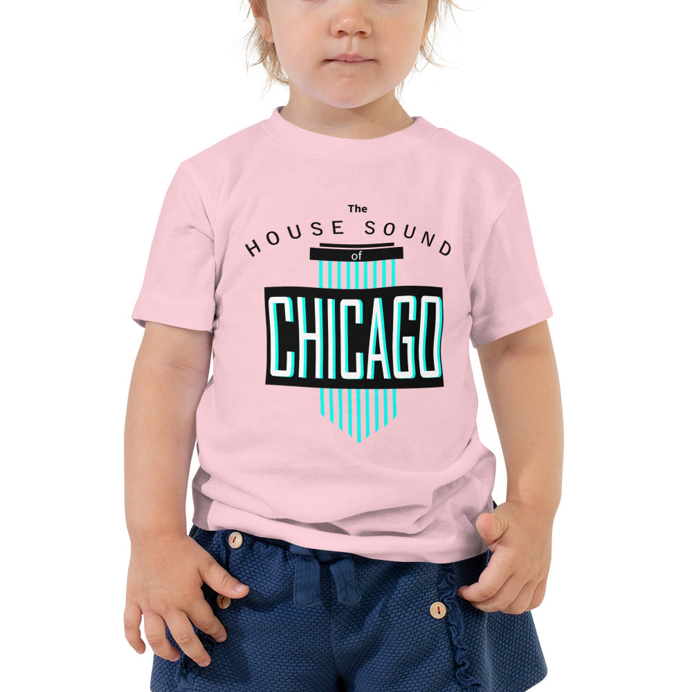 Toddler House Music T-shirt 'House Sound of Chicago' design in pink, front view
