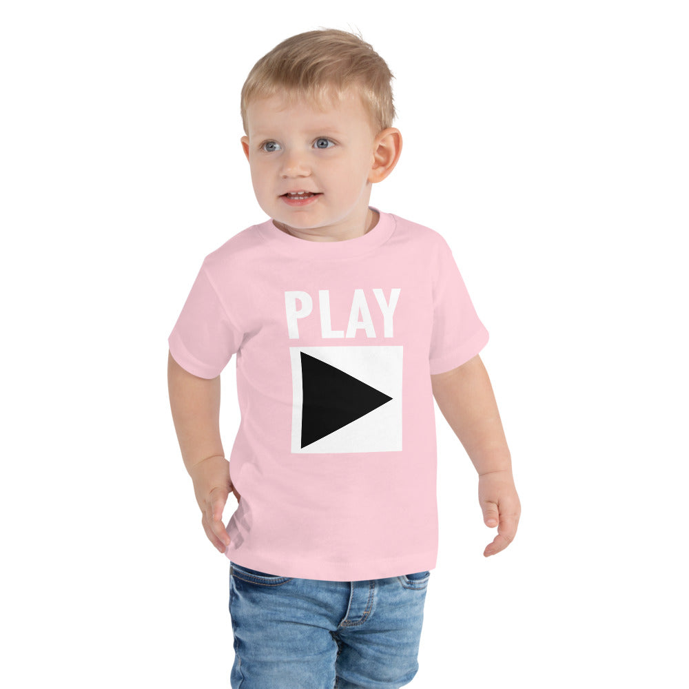 Toddler DJ T-shirt 'Play' design in pink, front view