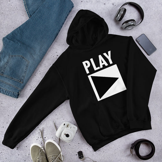 Unisex DJ Hoodie 'Play' design in black, front view