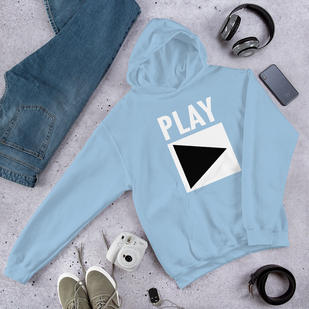 Unisex DJ Hoodie 'Play' design in light blue, front view