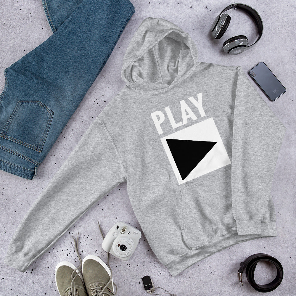 Unisex DJ Hoodie 'Play' design in sports grey, front view