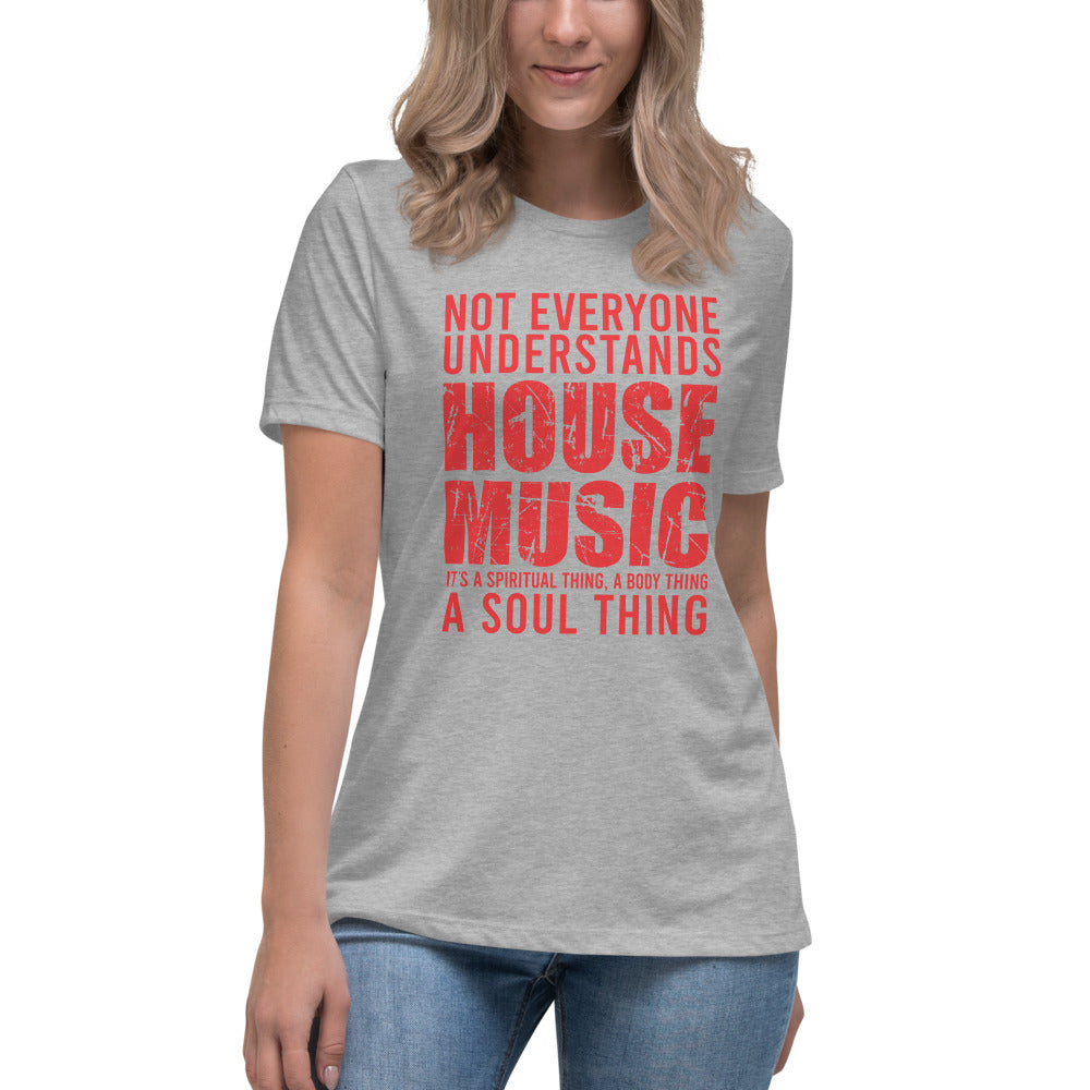 Ladie's Relaxed Fit House Music T-Shirt in athletic heather, front view