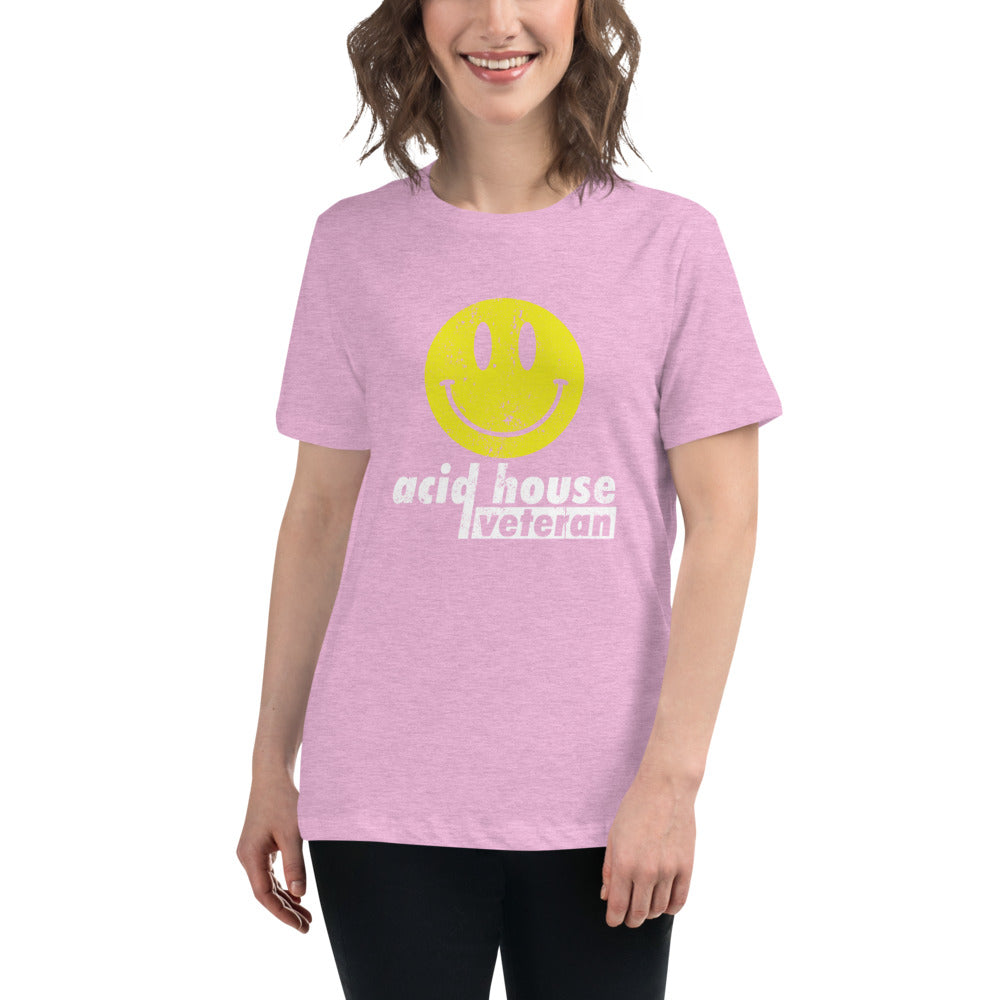 Ladie's Relaxed Fit Acid House T-Shirt in pink, front view