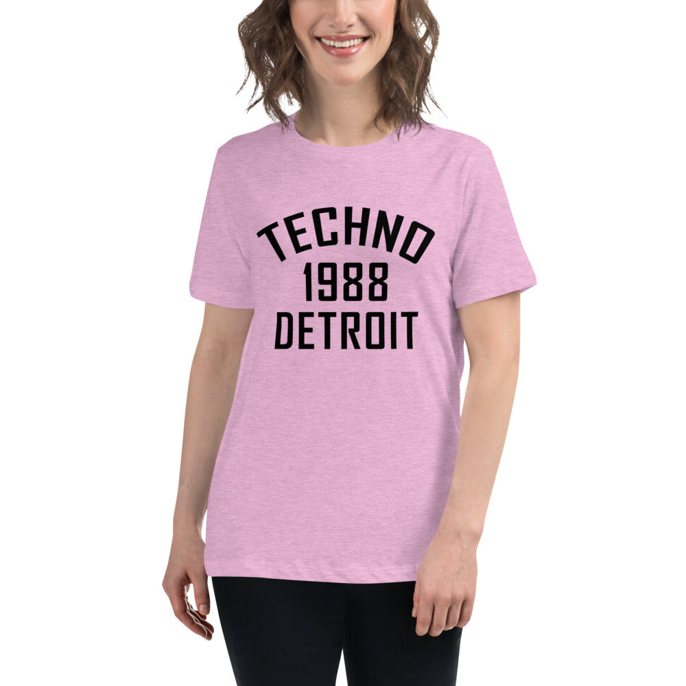 Ladie's Relaxed Fit Techno T-Shirt in Heather Prism Lilac, front view