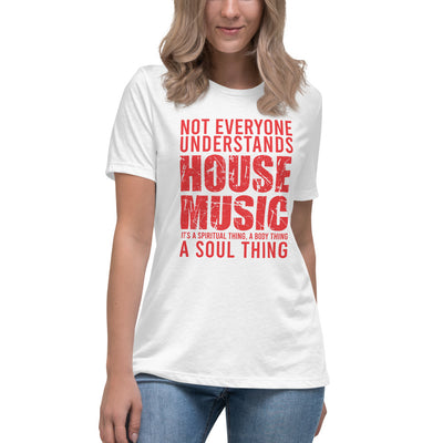 Ladie's Relaxed Fit House Music T-Shirt in white, front view
