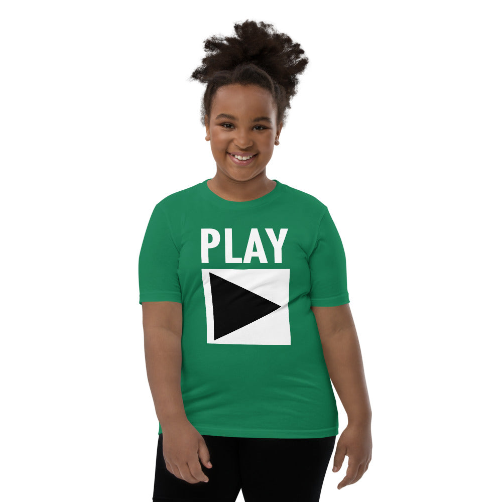 Youth DJ T-Shirt 'Play' design in kelly green, front view
